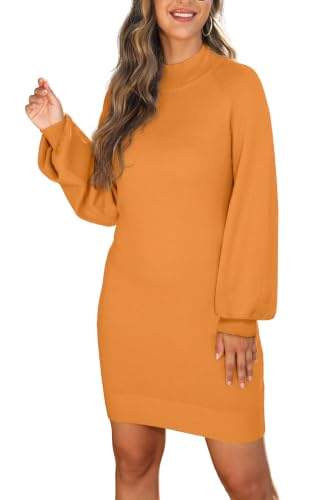Image of GRECERELLE 2026 Womens Fall Winter Mock Neck Mini Pullover Sweater Dress