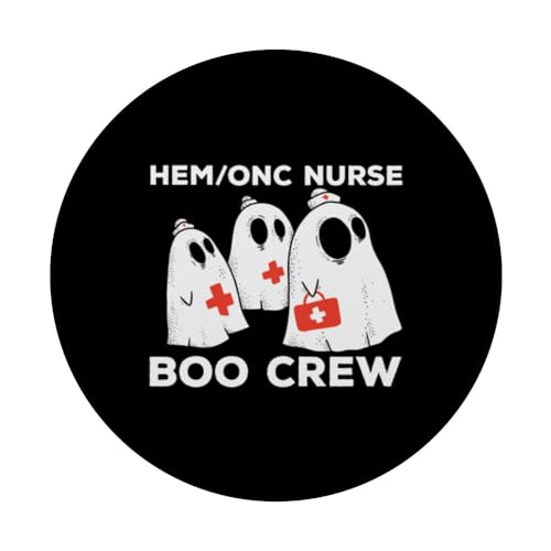 Spooky Hem/Onc Nurse Boo Crew Ghosts Halloween Costume PopSockets Swappable PopGrip, Black - Image 3