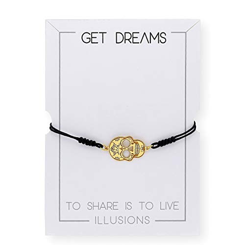 Pulsera Plata Mujer 925 - Pulsera Calavera Mexicana en Plata de Ley con cordón Ajustable (Plata Dorada) - Materiales Hipoalergénicos - Pulseras Plata Mujer - Pulseras Mujer Plata de Ley - S&S Cover