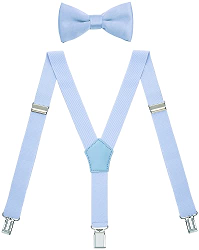 Image of Men's Boys' Bow Tie and Suspenders Set Y Shape Adjustable Elastic
