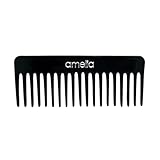 Amelia Beauty Cellulose Acetate 6in Rake Detangling Comb, Handmade, Smooth Edges, Eco-Friendly Plant Based Material, Course Teeth - Black Color
