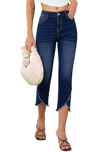 Sidefeel Womens Jeans High Waisted Stretchy Capri Cropped Skinny Jeans