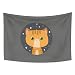YongFoto 100x70cm Cartoon Tier Zeichnungs Wandteppich, Niedliche Katze Wandteppiche Gelb Buntes Haustier Muster Kleine Flecken Handmalerei Wandteppich für Kinderzimmer Dekor Sofabezug Teppich