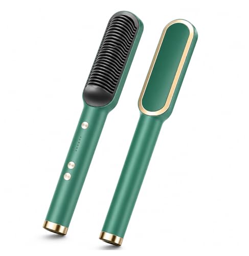 Image of ANGENIL 2in1 Ceramic Hair Straightening Brush, Hair Straightener for Woman, Electric Hair Brush Straightener Comb for Smooth, Silky Hair - Straightener Brush with 30s Heating, 5 Heat Settings (Multicolored)