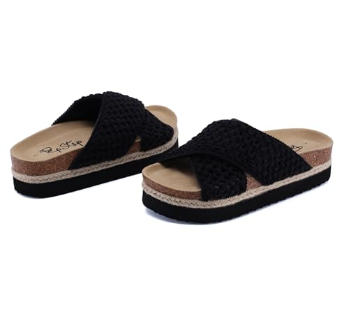 Image of PepStep Slide Sandals for Women with Soft Cork Footbed and Strap, Ladies Fashion Platform Slide Sandals Comfortable Slip On Style