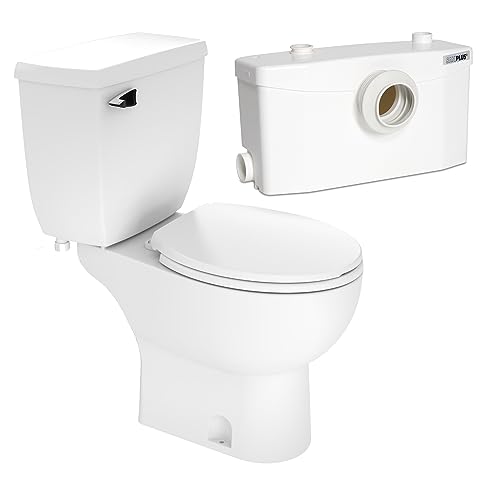 SANIFLO Saniplus + Toilet Bowl Round + Toilet Tank Bundle - Residential - White