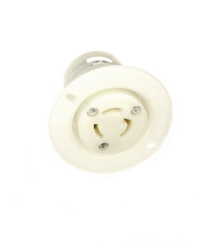 Leviton 15 Amp, 125 Volt, Flanged Outlet Locking Receptacle, Industrial Grade, Grounding, 4715-C, White