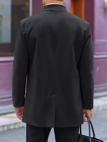 Makkrom Mens Casual Overcoat Winter Single Breasted Stand Collar Peacoat Business Warm Lapel Topcoat4