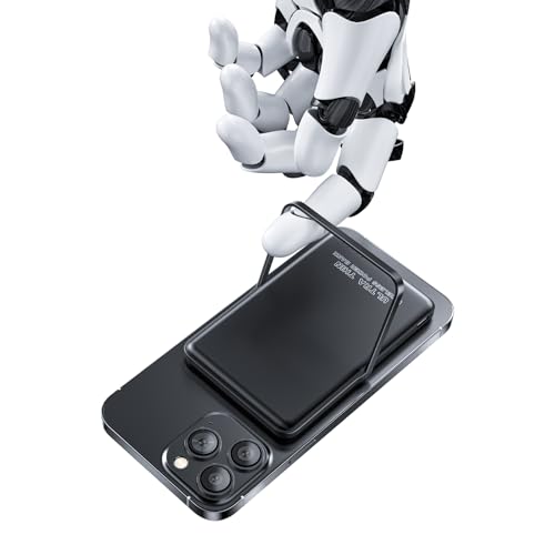 IEKDYDB Cargador portátil inalámbrico, 5000 mAh, batería externa magnética de 15 W, paquete de batería ultra delgado para iPhone 16/15/14/13/12 para artículos esenciales de viaje