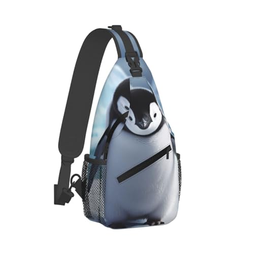 LZQPOEAS Sling Bag for Women Men Cross Chest Bag Cute Penguins Taking Sling Backpack Crossbody Shoulder Bag Fanny Pack Daypack