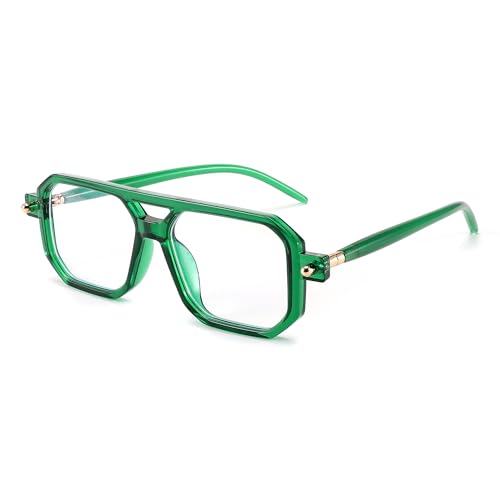 Image of FEISEDY Vintage Square Blue Light Blocking Reading Glasses Women Men B0090 | 70s Flat Aviator Glasses,Aviator readers