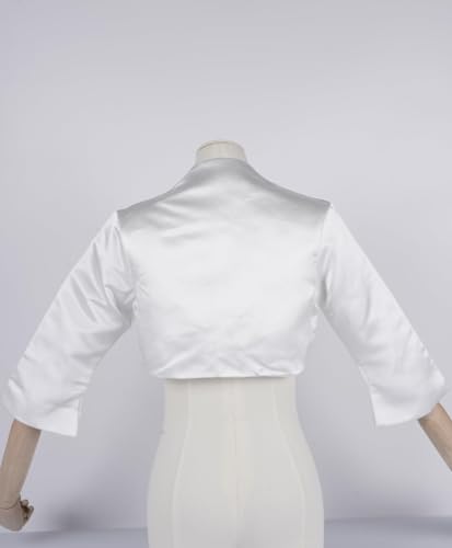 Image of Fitted Wrap Bolero Style Bridal Wedding Satin with 3 /4 Sleeve
