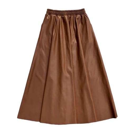 Jupe en cuir PU épaisse taille élastique hivernale à poches