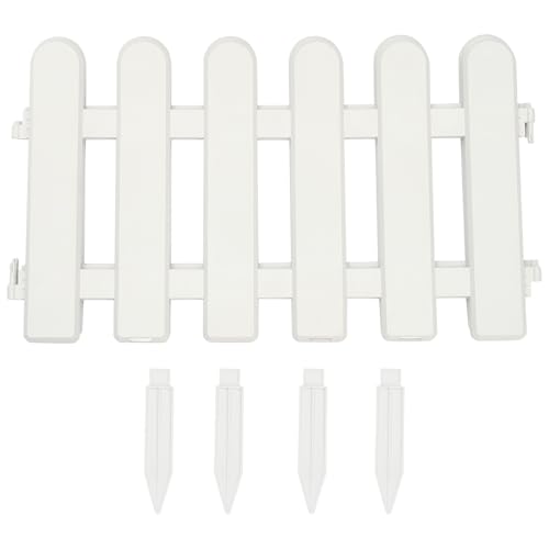 Angoily 2 Stück Weiße Gartenzaun Rasenkante aus Kunststoff mit Erdspießen Robuste Landschaftsbegrenzung für Blumenbeete und Dekorative Außen DIY beetumrandung