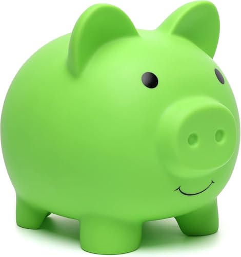 Image of Piggy Bank,Saving Box for Girls and Boys,Money Bank for Kids ,Unbreakable Plastic Piggy Banks (Green)