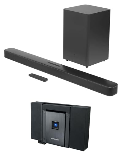 Audiosavings Bundle: ALPINE Status HDA-F60 600 Watt High-Resolution 4-Channel Car Stereo Amplifier Bundle with JBL Bar 2.1 Deep Bass Home Theater Bluetooth Soundbar+Wireless Sub Movies/Music (2 Items)