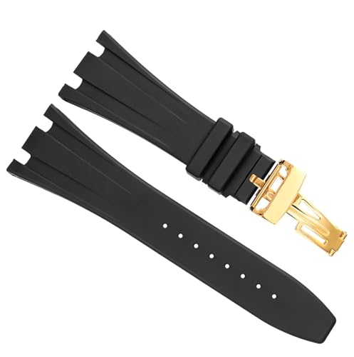 Bracelet de montre en caoutchouc noir AP band boucle papillon homme