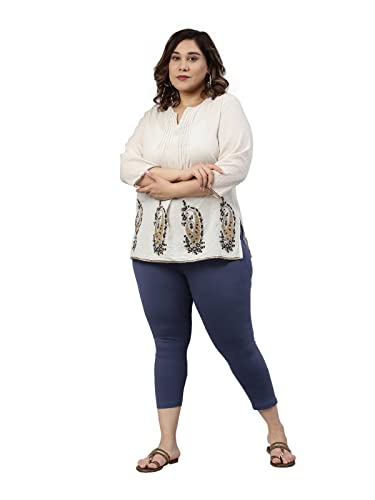 Image of GO COLORS Soft Cotton Stretch Cropped Leggings for Women | Breathable, Mid Rise