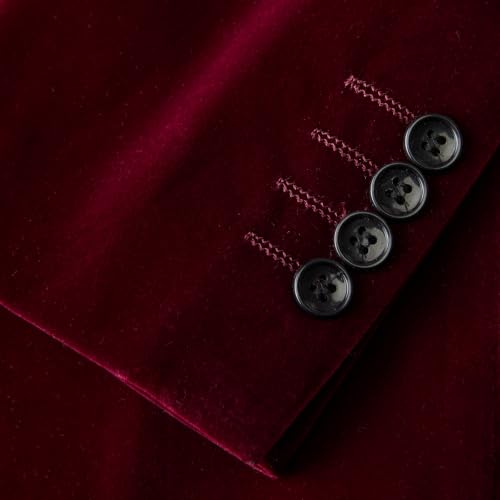 DAMANGUAN Men's Velvet Blazer, Gold Embroidered Suit Jacket, Black Tuxedo for Wedding Party Prom (US, Alpha, Medium, Regular, Regular, Burgundy) - image 5