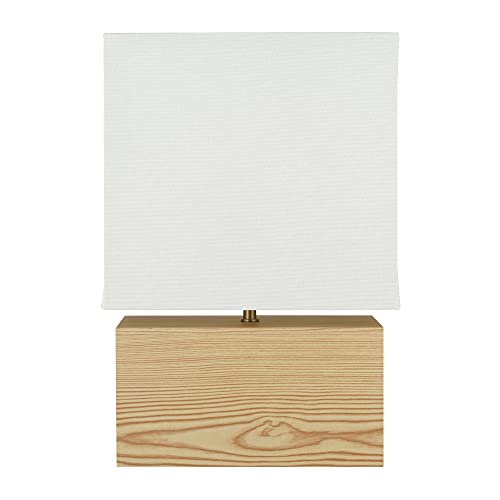 Flash Deals - 50% OFF Catalina 22793-000 Mid-Century Modern Table Lamp with Square Shade, 15", Blond Wood/Antique Brass