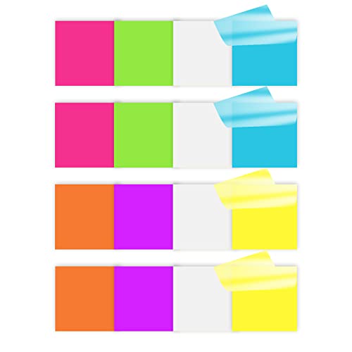 iKyce 800 Sheets Transparent Sticky Notes， 2 x 2 inch Clear Self-Sticky Annotation, Waterproof Translucent Color Memo Pad, See Through Office & School Supplies, 50 Sheets Per Pad (70057-816)