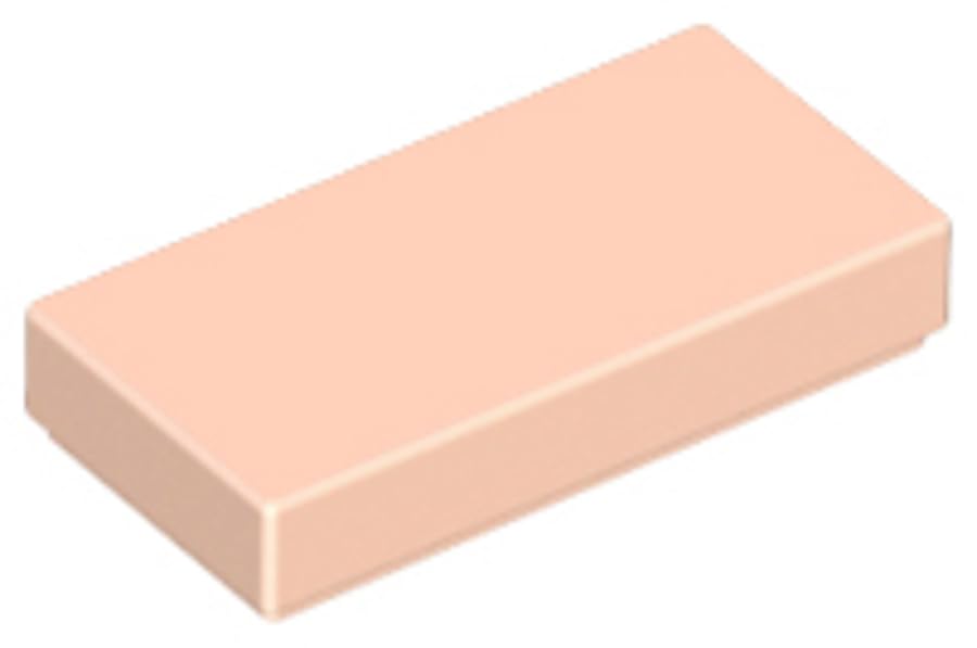 LEGO Tile 1x2, Part 3069, Building Block Component (Light Nougat, 10, Bricks), Multicoloured, Standard