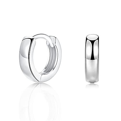Image of Small Silver Hoop Earrings, 925 Sterling Silver Post Lightweight Sleeper Hoops Earring Silver Earrings for Women Girls Men Gifts Diameter 10mm Thickness 3mm