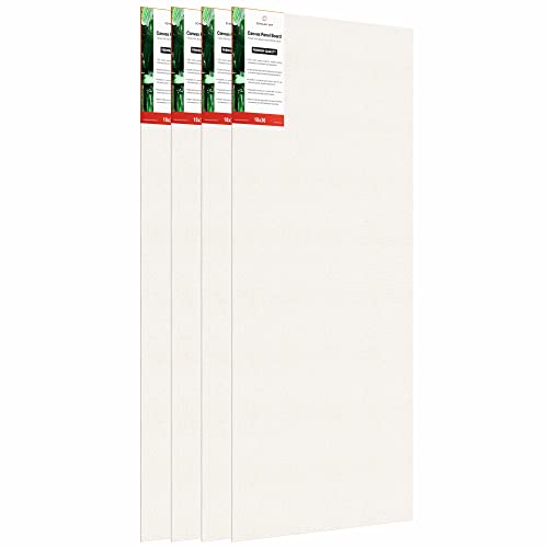 Image of Scholar Art Hobby Series 04 Oz (230 GSM) 100% Cotton Canvas Panel Board for Painting (White Blank Canvas Boards for Acrylic Paint, Oil Paint, Wet & Dry Media) | 18 inchx36 inch (45x90 cm), Pack of 4