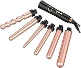 BESTOPE 6 in 1 Curling Iron and Wand Set with 6 Interchangeable Hair Wand Ceramic Barrels(0.5 to1.25) and Heat Protective Glove - Rose Golden