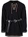 JEMITOP Men's Renaissance Costume Retro Lace Up Shirts for Pirate Viking Medieval Vampire Halloween Cosplay Without Belt Black XL