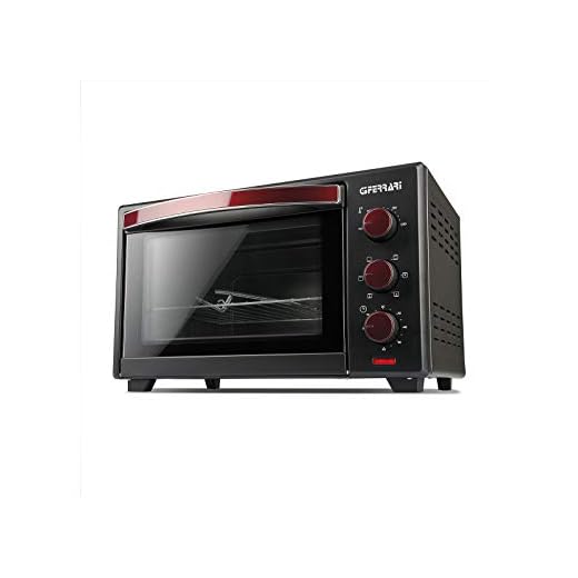 G3 Ferrari G10132 Il Moro 28 Plus Forno Elettrico Ventilato, 28 Litri, 1600W, 6 modalità di cottura, Timer 60 min, 100° - 230°C, Interno antiaderente, Rosso/Nero