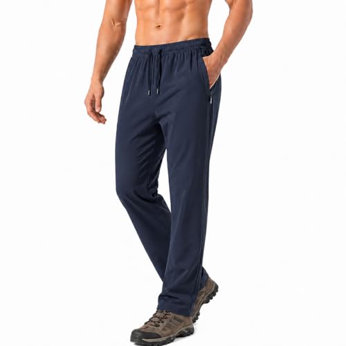 Image of Fjquamitix Men's Trousers, Mens Hiking Trousers & Mens Walking Trousers for Men, Quick Dry Stretch Lightweight Outdoor Trousers with Zip Pockets (UK, Numeric, 34, Regular, Regular, Navy-Blue)