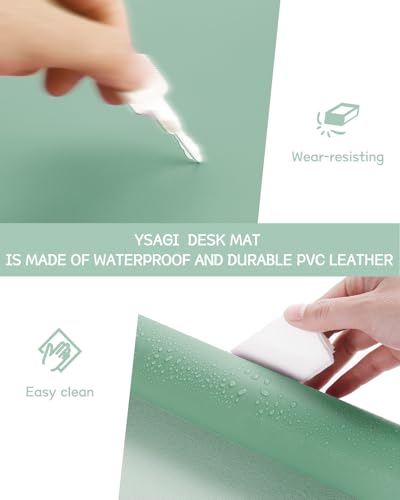 Image of Non-Slip Desk Pad, Waterproof PVC Leather Desk Table Protector, Ultra Thin Large Mouse Pad, Easy Clean Laptop Desk Writing Mat for Office Work /Home /Decor (Pale Green, 35.4 inch x 17 inch)