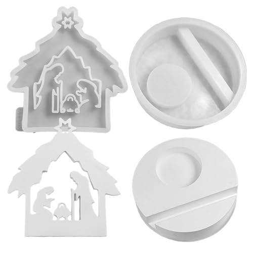 Moule de bricolage en résine époxy - Sculpture de crèche 3D, moule en fonte souple et réutilisable avec structure antiadhésive de brillante | Accessoires...