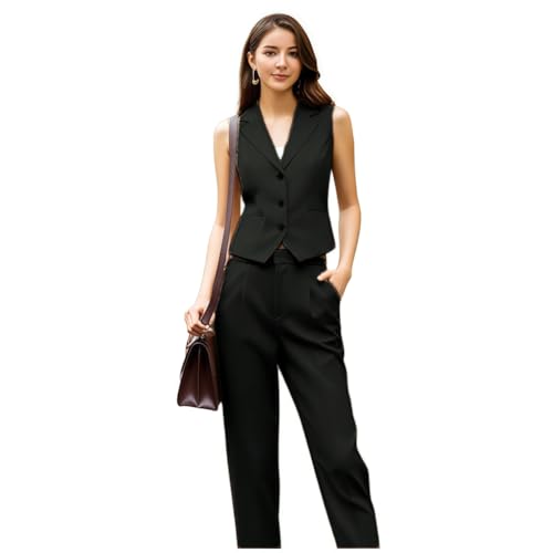 Womens Vest and Pants Suits Set 2 Piece Sleeveless Blazer Outfits Tuxedos Business Wedding Work