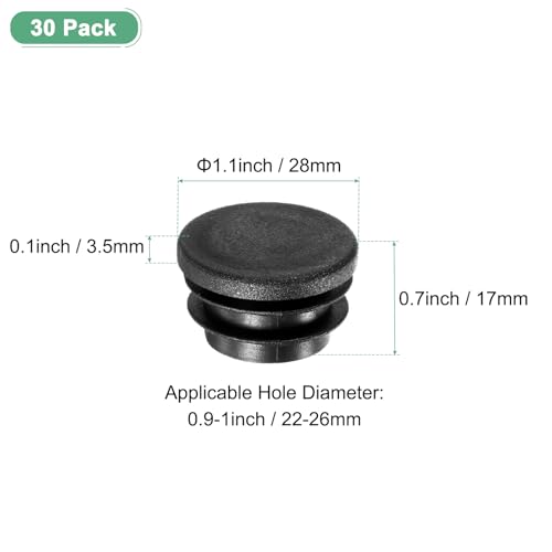 Image of M METERXITY 30 Pack Round Plastic Plug, OD 1.1 inch Furniture Tube Inserts Pipe Hole End Caps for Tubing Post /Glide Insert for Pipe Post /Table Chair Leg /Metal Tubing /Fence [Black]