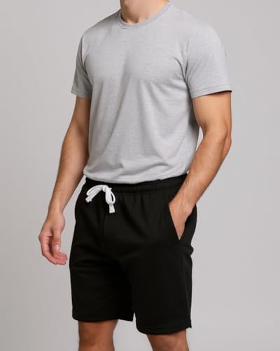 Real Essentials 3 Pack: Men's Cotton 7" French Terry Lounge SweatShorts – Gym Casual Shorts Pockets (Big & Tall Available)4