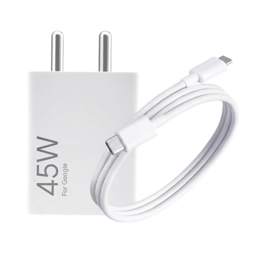 Image of Scalebee 45W Type C Fast Charger Adapter with Cable | Compatible with Google Pixel 10 /10 Pro /9 Pro XL /9 Pro Fold /9 Pro /9 /9a /8 Pro & Tablets (White)