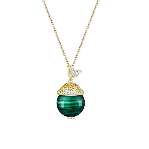 Collier malachite naturel anti-allergie argent sterling chaîne cou