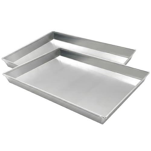 Set 2 Teglie per forno Rettangolare Pizza Lasagna Arrosti pasticceria 45x35x3 cm in Alluminio Puro 99,5% Professionale Made in Italy Alta Conducibilità Termica Ideale in Cucina Casalinga Ristorazione