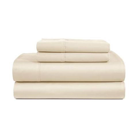 AVONLEIGH LINENS 800 Thread Count 100% Cotton Sheet - Ivory - King Sheet Set - 4 Piece Long Staple Combed Cotton Sheet, Breathable, Soft & Silky Sateen Weave, Fits Mattress Upto 18" Deep Pocket Cover