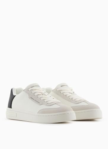 Armani Exchange Women's London Trainers, Off white black, 7 UK