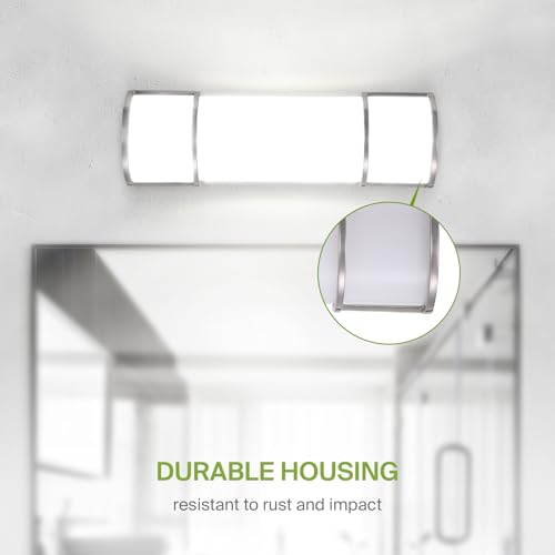 Image of ASD LED 18 inch Vanity Flush Mount Light Fixture, Linear Bathroom Lighting Bar | 3CCT, Dimmable, ETL Listed | 20W 2300LM 3000-5000K 100-277V | Long Tube Bath Wall Sconce Over Mirror | Nickel, 4 Pack