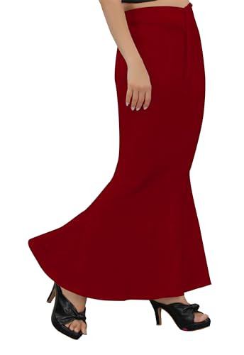 Image of Women's Polyester Blend Shapewear Patticoat Fishcut Flare Pattern Stretchable Drawstring Waist Maxi Length and Slim Fit Body Shaper Peticoat for Saree Daily Use Peticoat