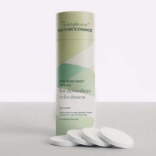 Softlycleanse XL Compressed Disposable Towels for Personal Hygiene - 20 Count Biodegradable, Hypoallergenic Travel Towels for External Intimate Refreshment