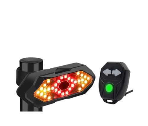 Laibgvhdt Electric for Bicycle LightsBicycle Remote Control Warning Taillights with Horn Sound Left and Right Turn Signals Taillights Night Riding Lights (Black)