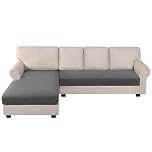 BellaHills Sectional Sofa Covers Sofa Seat Cushion Covers L Shape Separate Cushion Couch Chaise Cover for Sectional Sofa (Chaise + 3 Seater, Grey)