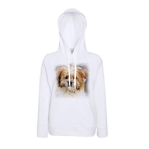 Sweat à capuche caniche beige petit chien mignon pull imprimé