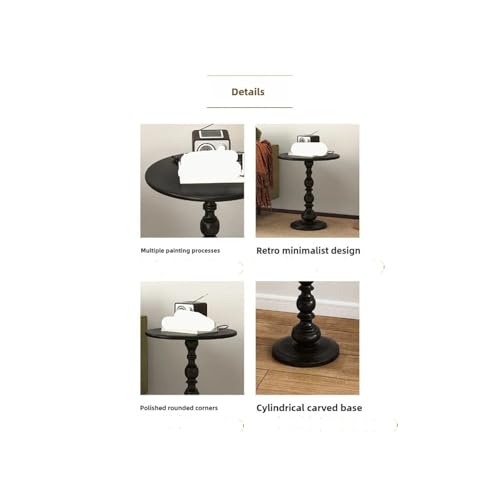 Mesa auxiliar negra de 35cm estilo retro chic para sofá y salón 5