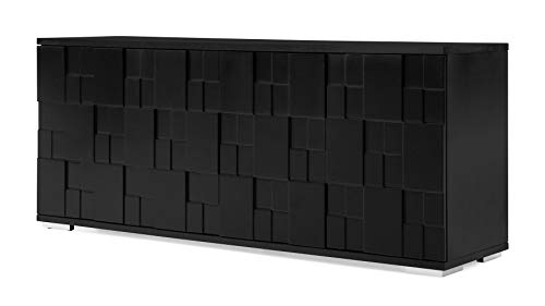 Zuri Furniture Modern Velasca Sideboard in Black Oak Veneer and Matte Black Lacquer